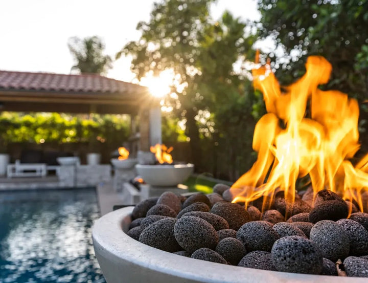 Sedona fire bowls poolside