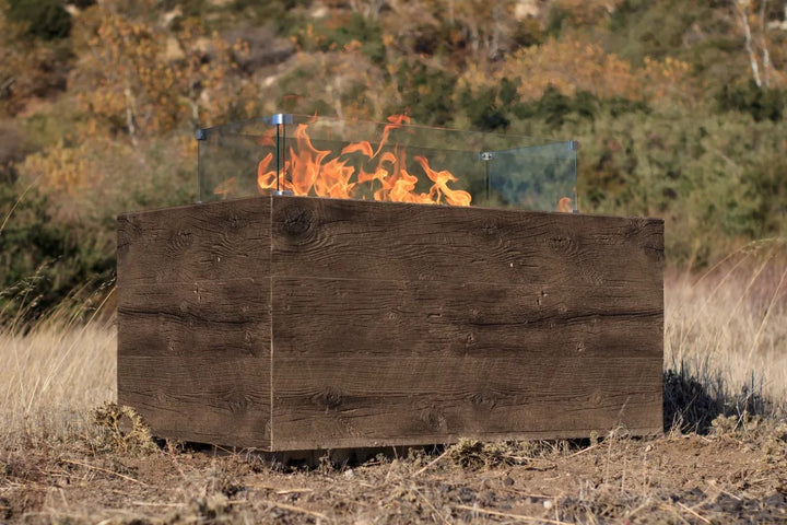 The Outdoor Plus Catalina fire pit oak wood grain in mountains