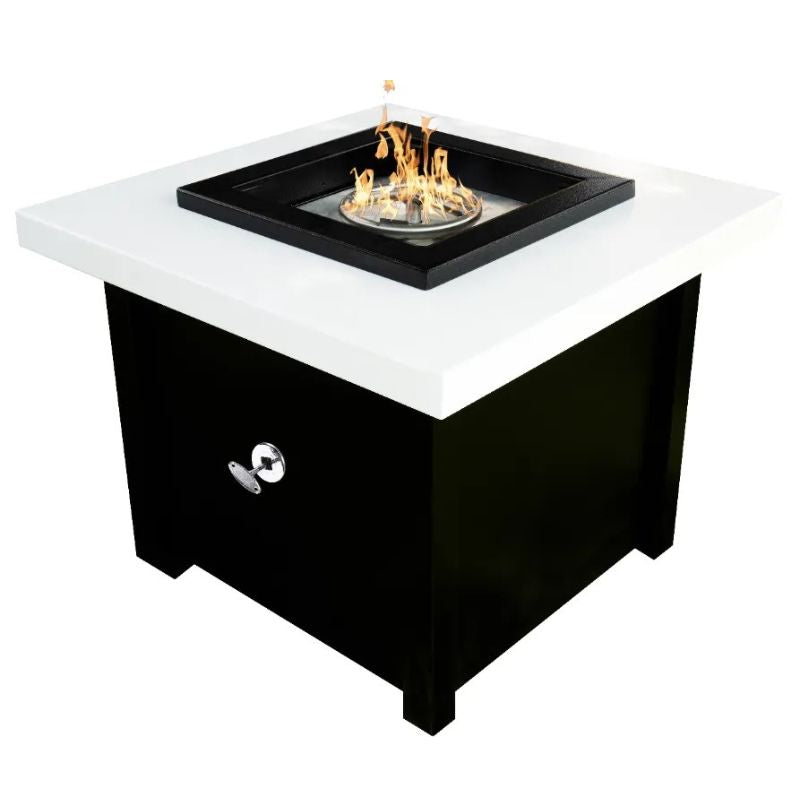 The Outdoor Plus Kamoa Fire Table white top black base