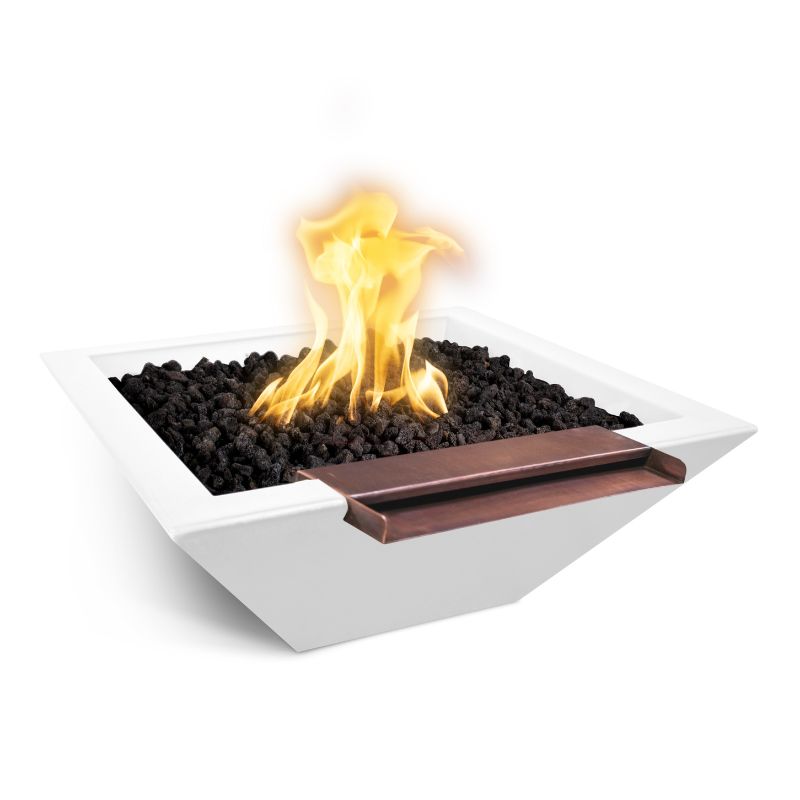 The Outdoor Plus Maya fire and water bowl limestone wide spill