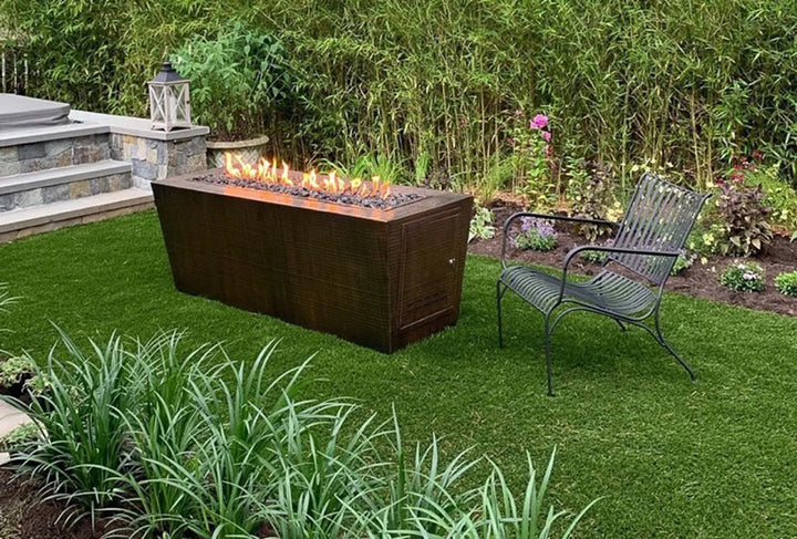 The Outdoor Plus Mesa fire pit hammered copper 60 inch backyard