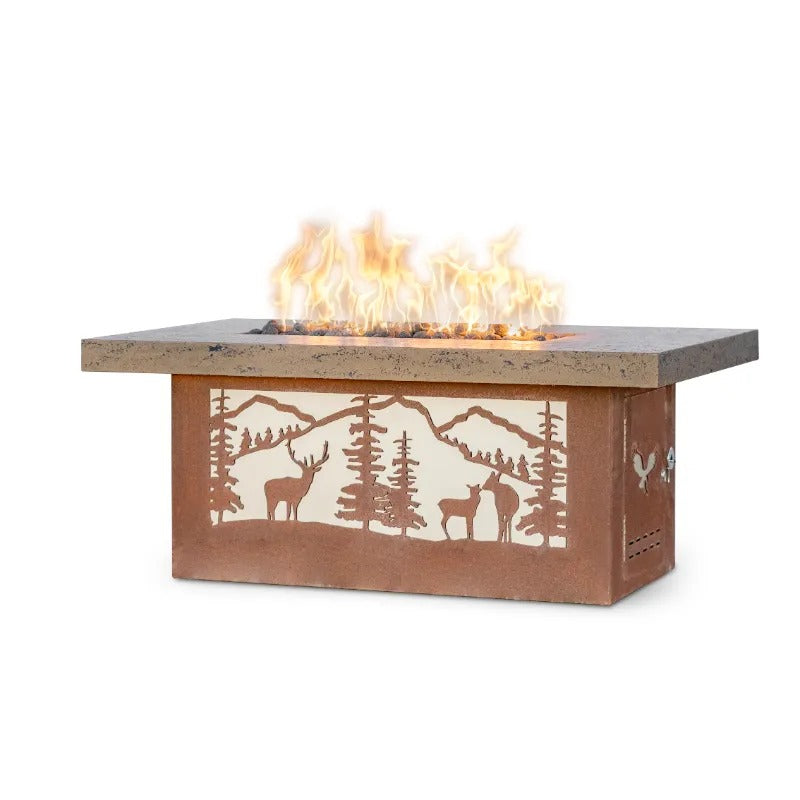 The Outdoor Plus Outback fire table deer country corten steel