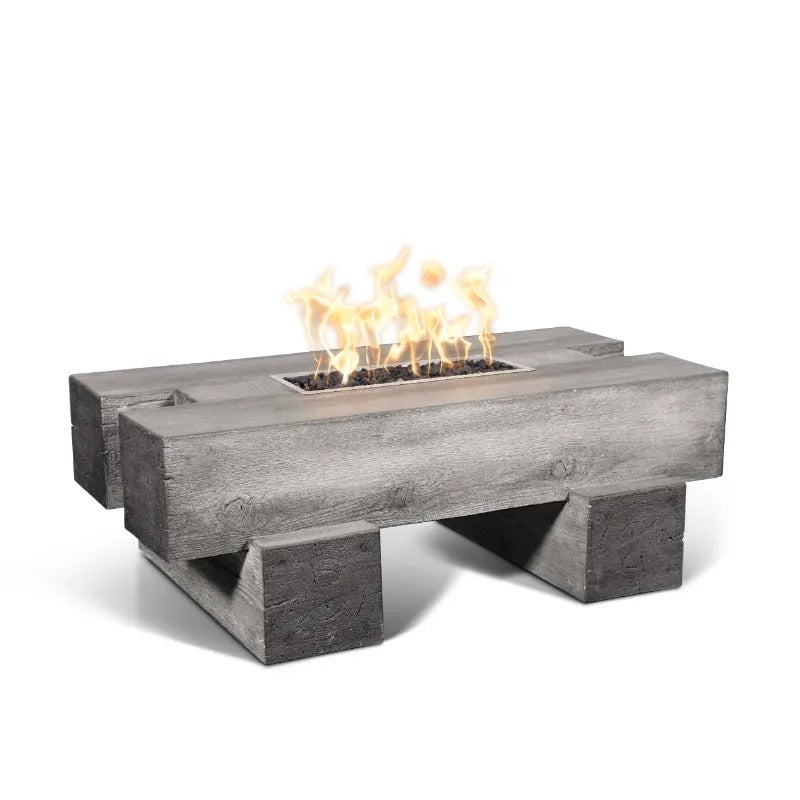 The Outdoor Plus Palo fire pit GFRC woodgrain ivory