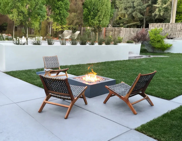 The Outdoor Plus Quad Fire Pit patio lit