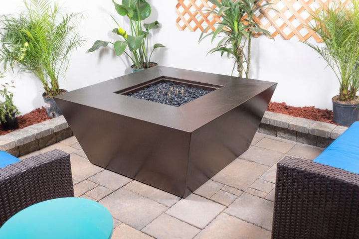 The Outdoor Plus Redan fire pit square copper vein patio