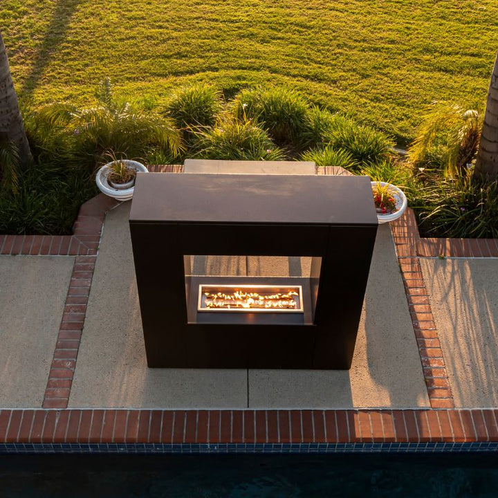 The Outdoor Plus Williams Fireplace copper vein top distant view