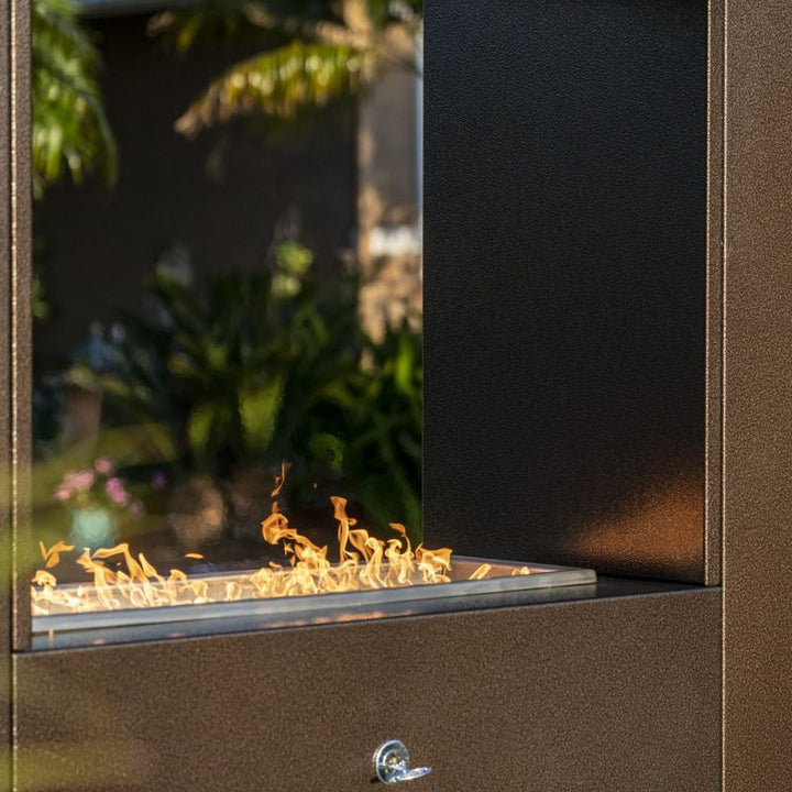 The Outdoor Plus Williams Fireplace powder coat close up flame