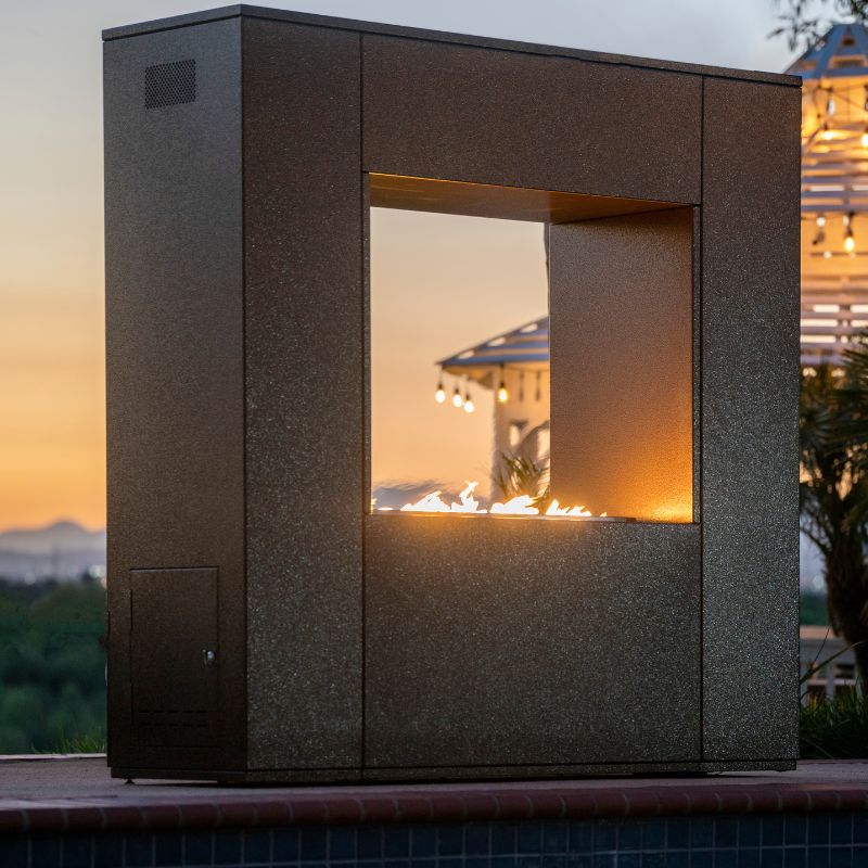 The Outdoor Plus Williams Fireplace side view sunset