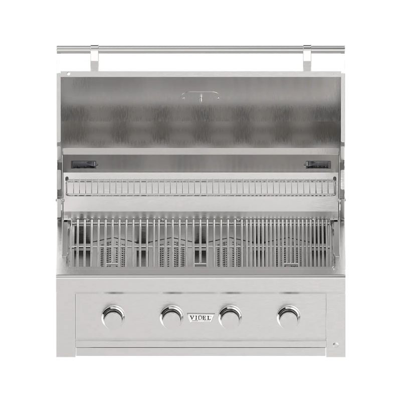 Stainless steel grill with Videl branding 