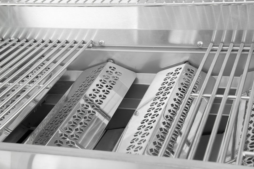 A close up the the Diamond BBQ series drip tray system.