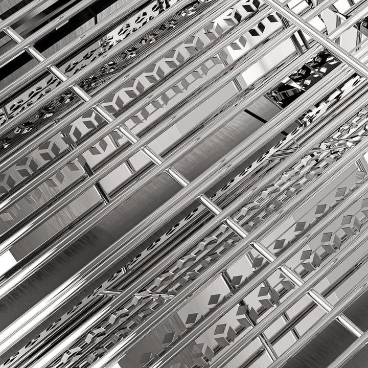 A close up of Videl Grills stainless steel grill.