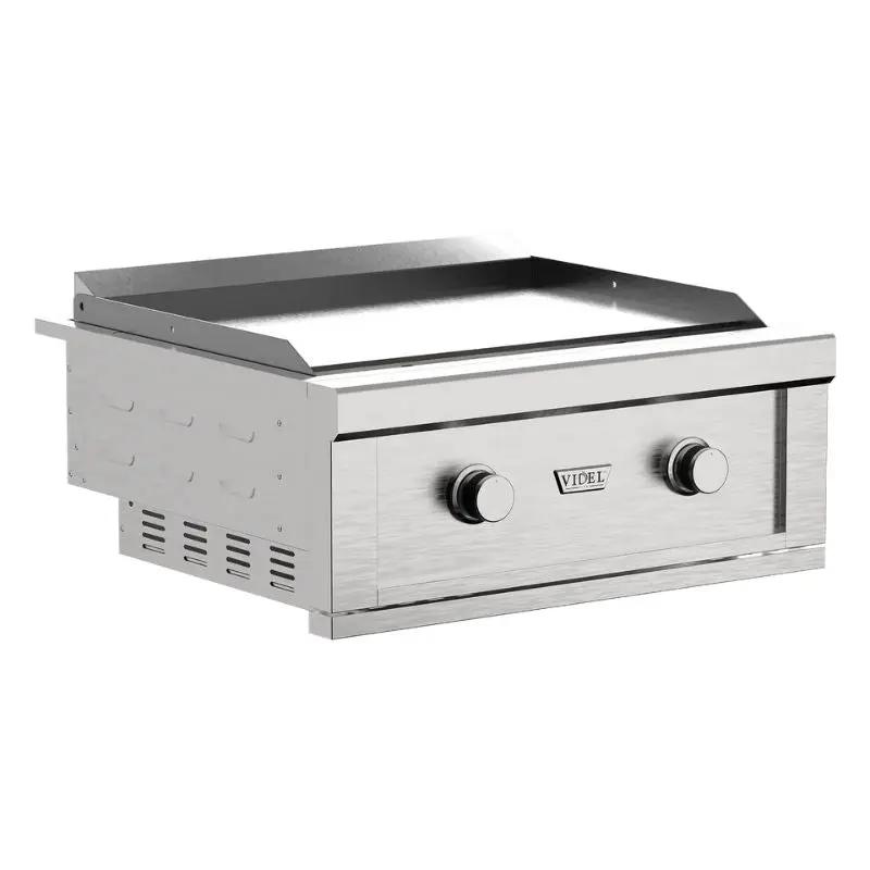 Stainless steel Videl griddle with two control knobs 