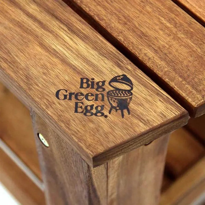 big green egg acacia table corner