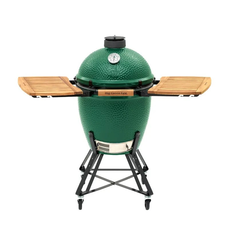 big green egg large with acacia mates out