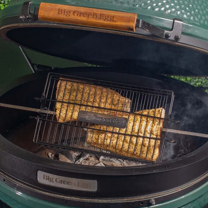 big green egg rotisserie kit Flat Basket close up